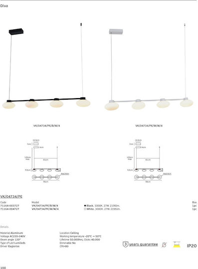 VK Lighting Deckenleuchte Weiß LED mit Warmweißem Licht