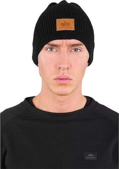 Beanie Căciulă Pentru Bărbați Tricotată În Culoare Neagră