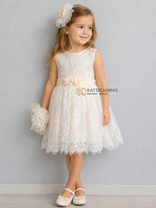 Guy Laroche White Baptism Clothing Set with Hair Accessories , Cardigan & Dress 3pcs