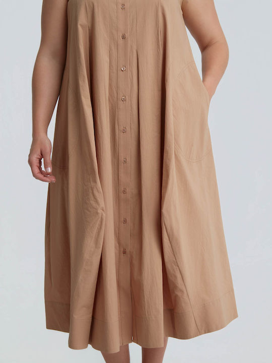 Rochii De Vară Pentru Femei Midi Rochie-Cămașă Bej