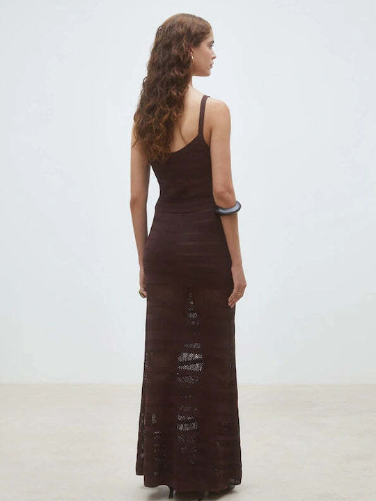 Maxi Damenkleid Gestrickt Braune