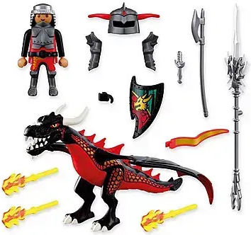 Playmobil Рицари Черен Дракон и Рицар за 4 години