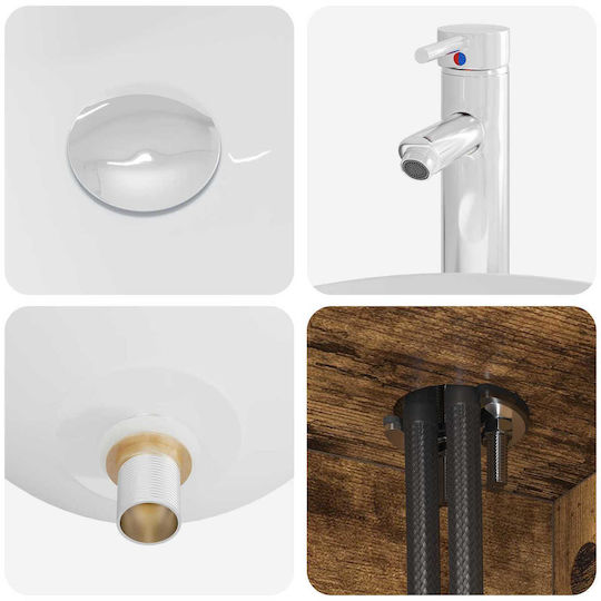 vidaXL Badezimmer Waschtisch-Einheit mit Waschbecken mit Rauchholz
