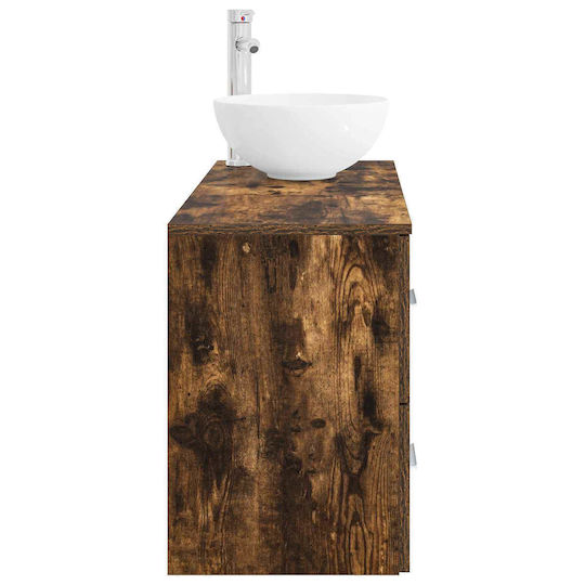vidaXL Badezimmer Waschtisch-Einheit mit Waschbecken mit Rauchholz