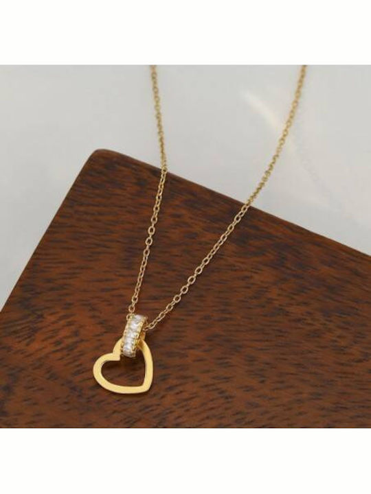 ecarla Necklace With Heart Design In Gold Plated Steel