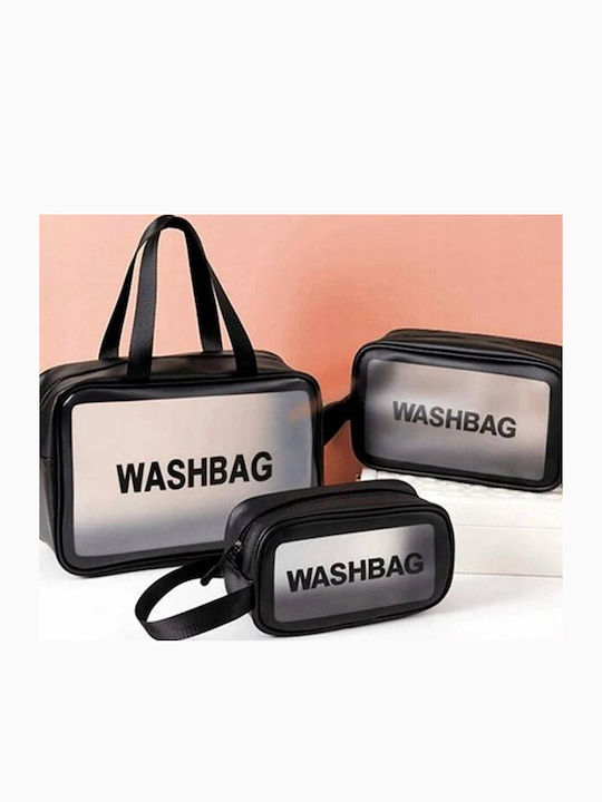 Ecarla Set 3 Black Washbag Cosmetic Bags Ks83cz