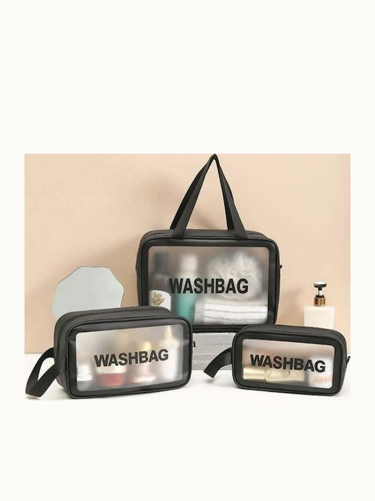Ecarla Set 3 Black Washbag Cosmetic Bags Ks83cz