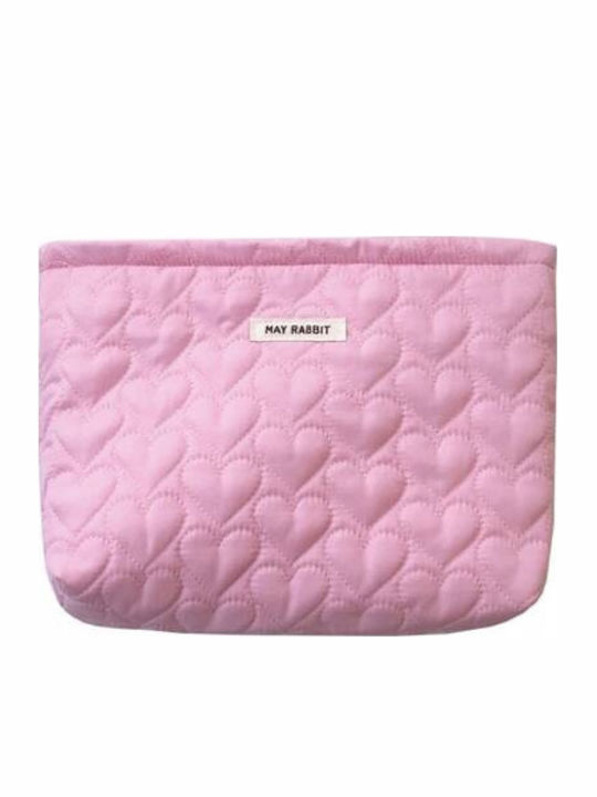 Ecarla Single-compartment Quilted Cosmetic Bag Hearts Pink Ks120r