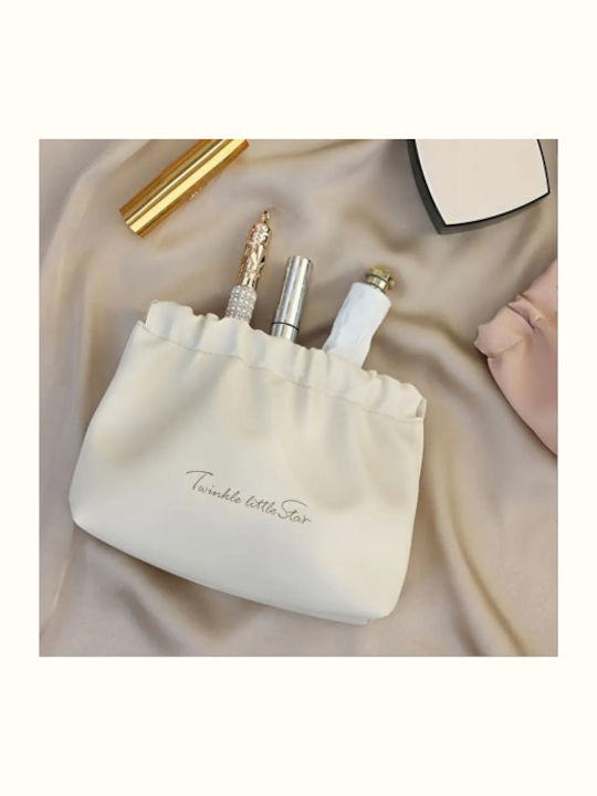 Ecarla Eco-leather Cosmetic Pouch M Inserts 16x12cm Cream Ks145b