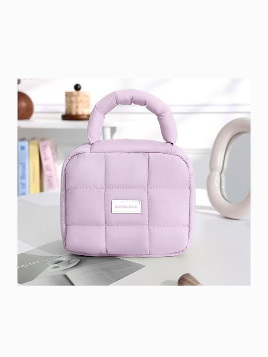 Ecarla Quilted Makeup Case Handle Purple Ks139fio