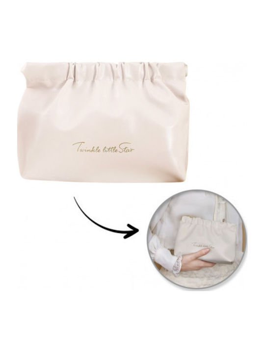Ecarla Neseser Cosmetic Din Eco-piele M Cu Inserții 16x12cm Crem Ks145b