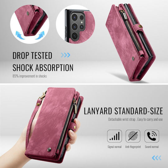 Caseme Wallet Σιλικόνης / Δερματίνης Μπορντό (Galaxy S25 Ultra)
