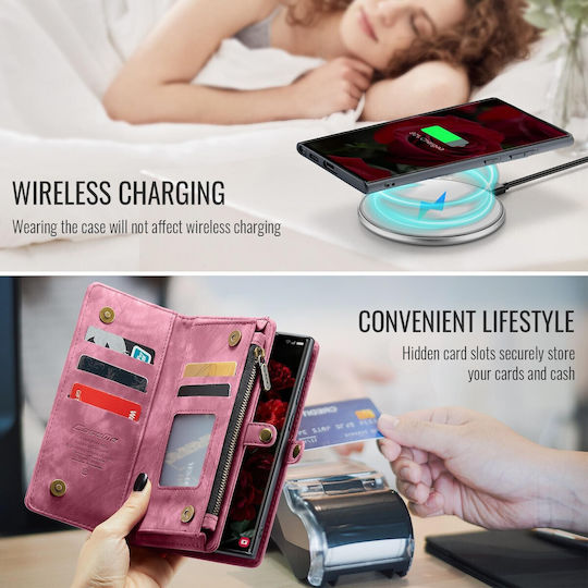 Caseme Wallet Σιλικόνης / Δερματίνης Μπορντό (Galaxy S25 Ultra)