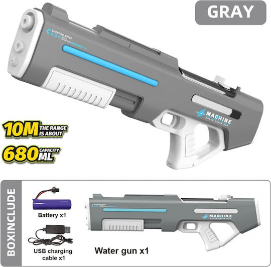 ROZATOYS X24 Electric Rechargeable Water Blaster Dual Spray 680ml with Range 10m Grey