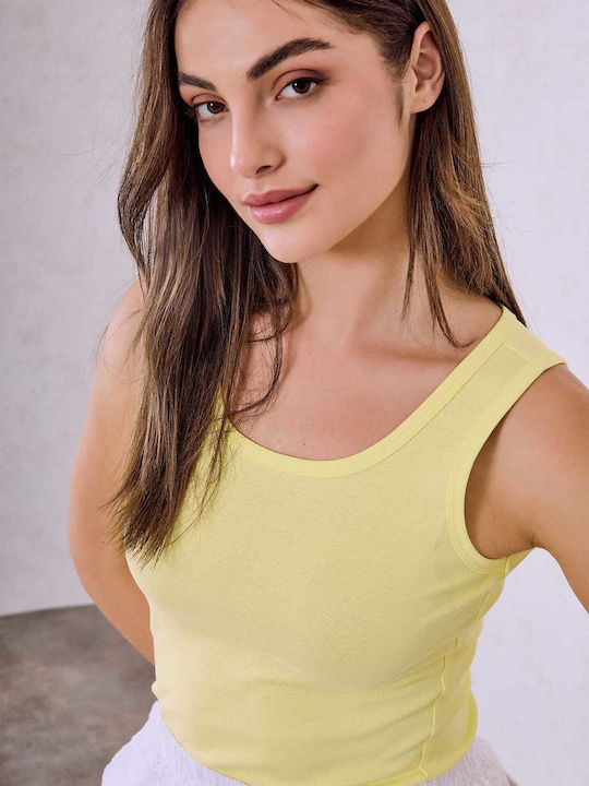 Celestino Top Elastic Monocrom Slim Fit Galben