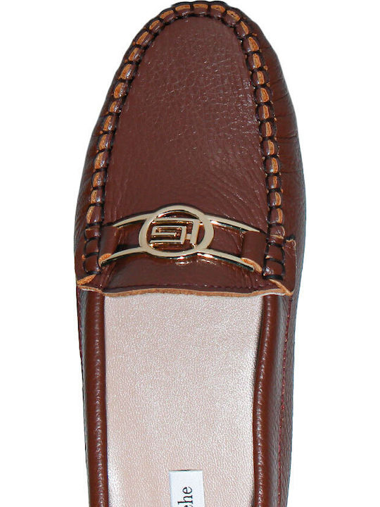 Leather Women's Moccasins In Brown Colour