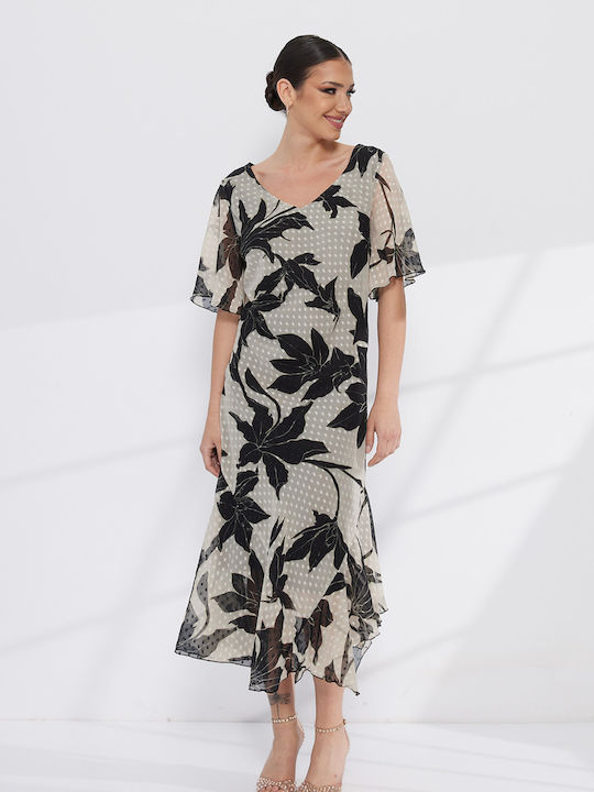 Summer Midi Dress for Wedding - Christening Floral Print