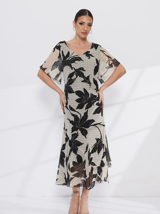 Summer Midi Dress for Wedding - Christening Floral Print