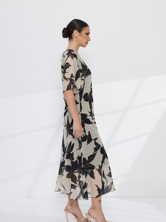 Summer Midi Dress for Wedding - Christening Floral Print