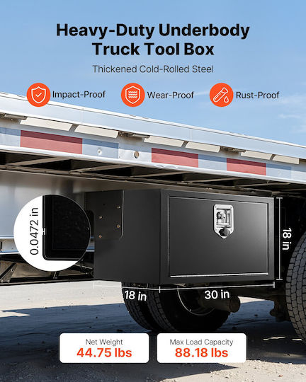 Vevor Underbody Truck Tool Box 762 X 457 X 457 Mm Κουτί Αποθήκευσης Τρέιλερ Χάλυβα Βαρέως Τύπου Κλειδαριά & Κλειδιά Αδιάβροχη Οργάνωση Αποθήκευσης Τρέιλερ Κάτω Αμάξωμα Λαβή T Φορτηγό Van Suv Μαύρο