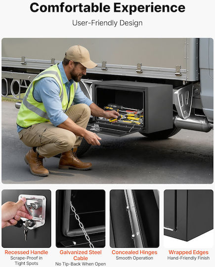 Vevor Underbody Truck Tool Box 762 X 457 X 457 Mm Κουτί Αποθήκευσης Τρέιλερ Χάλυβα Βαρέως Τύπου Κλειδαριά & Κλειδιά Αδιάβροχη Οργάνωση Αποθήκευσης Τρέιλερ Κάτω Αμάξωμα Λαβή T Φορτηγό Van Suv Μαύρο