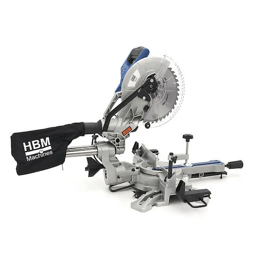 HBM Machines Kapp- und Gehrungssäge Elektrisch 1800W Schiebesäge mit Schnittführung Laser & Scheibendurchmesser 70mm