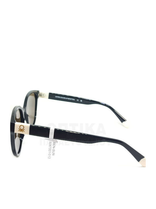 Benetton Unisex Sunglasses With Black Frame And Brown Polarized Lens