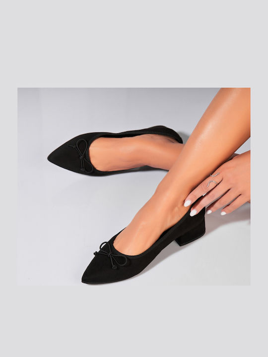 Suede Γόβες με Χαμηλό Τακούνι Μαύρες