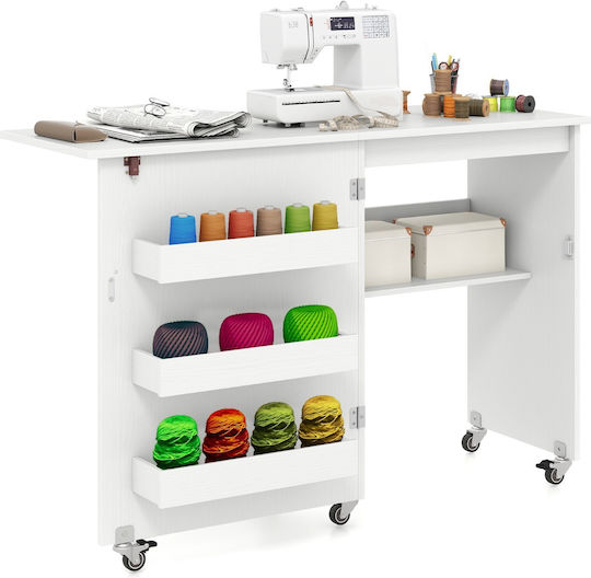Costway Folding Sewing and Craft Table Hidden Storage Spaces Jv14295wh