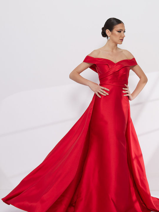 Summer Maxi Dress for Wedding - Christening Satin Red