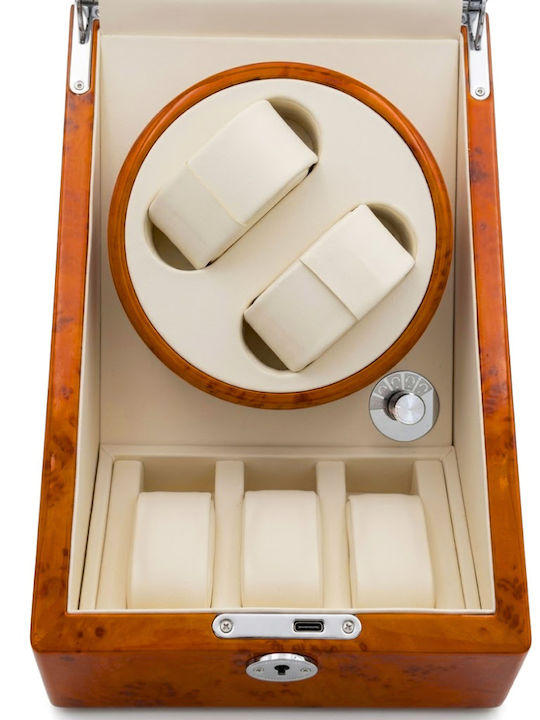 Cutie pentru Încărcarea Ceasurilor Automate Iuni Watch Winder cu 2 + 3 Spații de Depozitare, Aur