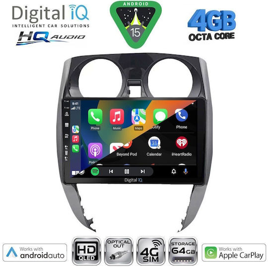 Digital IQ Car Audio System for Nissan Micra 2017 (Bluetooth/USB/WiFi/GPS/Apple CarPlay/Android Auto) with 9" Touch Screen