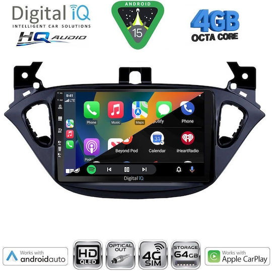 Digital IQ Ηχοσύστημα Αυτοκινήτου για Opel Adam / Corsa 2014-2019 (Bluetooth/USB/WiFi/GPS/Apple-Carplay/Android-Auto) με Οθόνη Αφής 9"