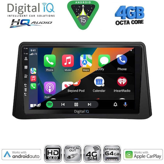 Digital IQ Car Audio System for Opel Mokka 2012-2015 (Bluetooth/USB/WiFi/GPS/Apple CarPlay/Android Auto) with 9" Touch Screen