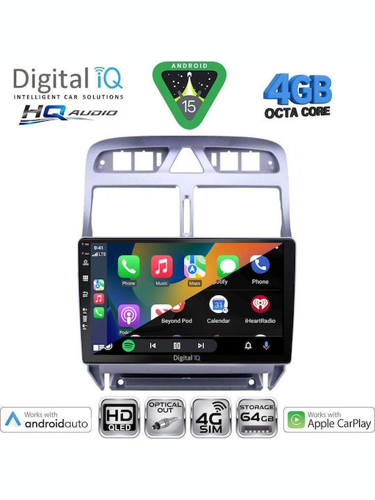 Digital IQ Car Audio System for Peugeot 307 2001-2008 (Bluetooth/USB/WiFi/GPS/Apple CarPlay/Android Auto) with 9" Touch Screen