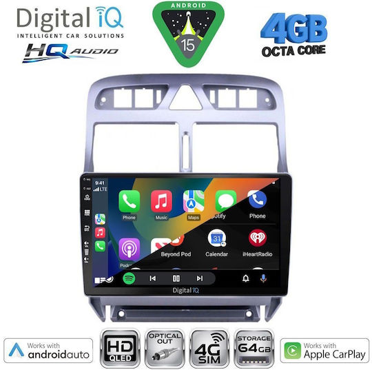 Digital IQ Car Audio System for Peugeot 307 2001-2008 (Bluetooth/USB/WiFi/GPS/Apple CarPlay/Android Auto) with 9" Touch Screen
