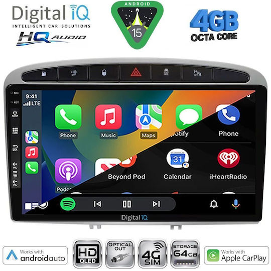 Digital IQ Ηχοσύστημα Αυτοκινήτου για Peugeot 308 / RCZ 2007-2012 (Bluetooth/USB/WiFi/GPS/Apple-Carplay/Android-Auto) με Οθόνη Αφής 9"