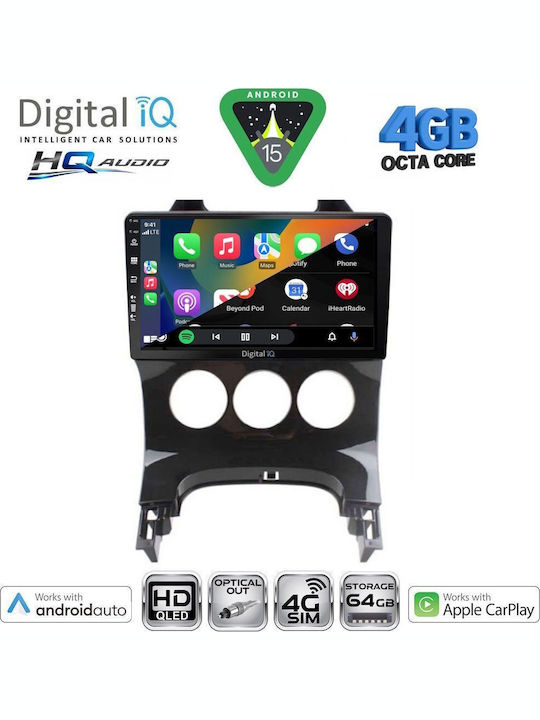 Digital IQ Car Audio System for Peugeot 3008 2008-2016 with A/C Bluetooth USB WiFi GPS Apple CarPlay Android Auto with 9" Touch Screen