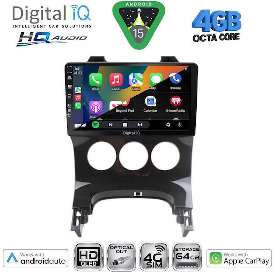 Digital IQ Ηχοσύστημα Αυτοκινήτου για Peugeot 3008 2008-2016 με A/C (Bluetooth/USB/WiFi/GPS/Apple-Carplay/Android-Auto) με Οθόνη Αφής 9"