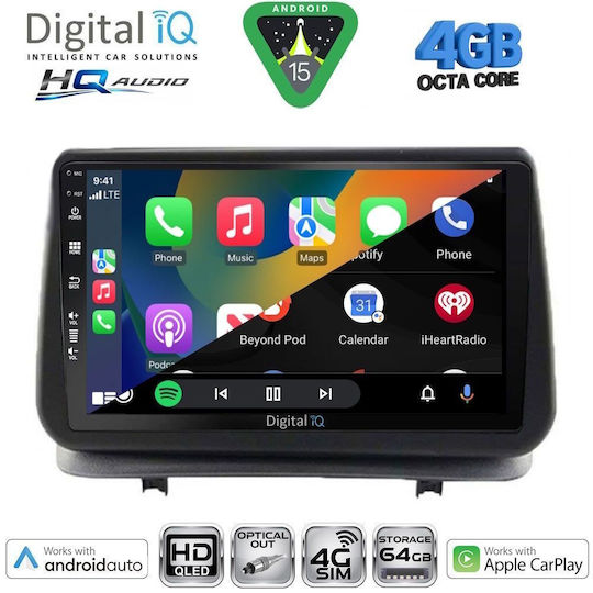Digital IQ Car Audio System for Renault Clio 2005-2011 Bluetooth USB WiFi GPS Apple CarPlay Android Auto with 9" Touch Screen