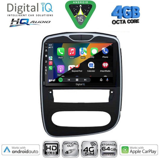 Digital IQ Car Audio System for Renault Clio 2016-2019 Bluetooth USB WiFi GPS Apple CarPlay Android Auto with 10" Touch Screen