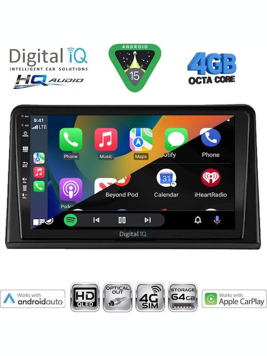 Digital IQ Car Audio System for Renault Express 2020 (Bluetooth/USB/WiFi/GPS/Apple CarPlay/Android Auto) with 9" Touch Screen