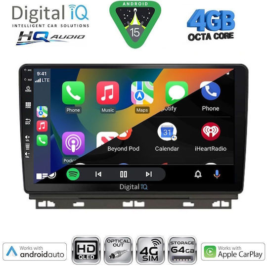 Digital IQ Car Audio System for Renault Clio / Captur 2019 (Bluetooth/USB/WiFi/GPS/Apple CarPlay/Android Auto) with 9" Touch Screen