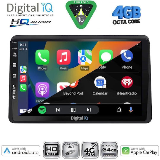 Digital IQ Ηχοσύστημα Αυτοκινήτου για Renault Kangoo 2010-2021 (Bluetooth/USB/WiFi/GPS/Apple-Carplay/Android-Auto) με Οθόνη Αφής 9"