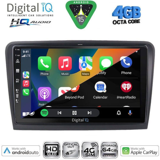 Digital IQ Car Audio System for Skoda Superb 2008-2015 with Clima Bluetooth USB WiFi GPS Apple CarPlay Android Auto with 10" Touch Screen