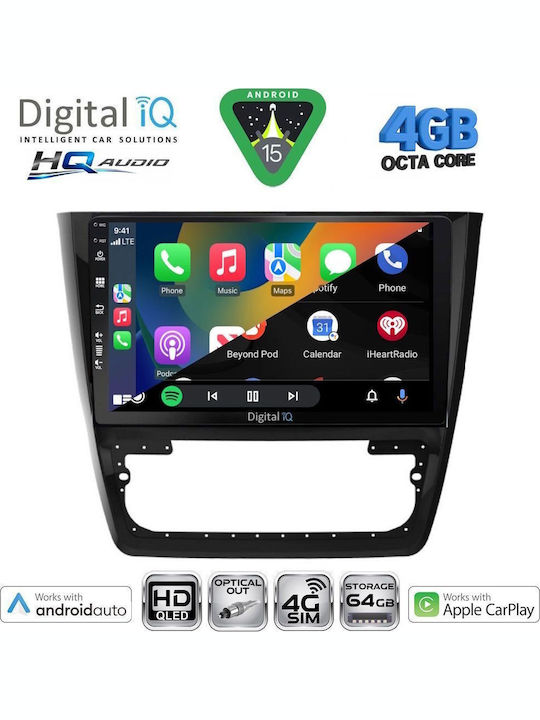 Digital IQ Car Audio System for Skoda Yeti 2014-2018 with Clima (Bluetooth/USB/WiFi/GPS/Apple CarPlay/Android Auto) with 10" Touch Screen