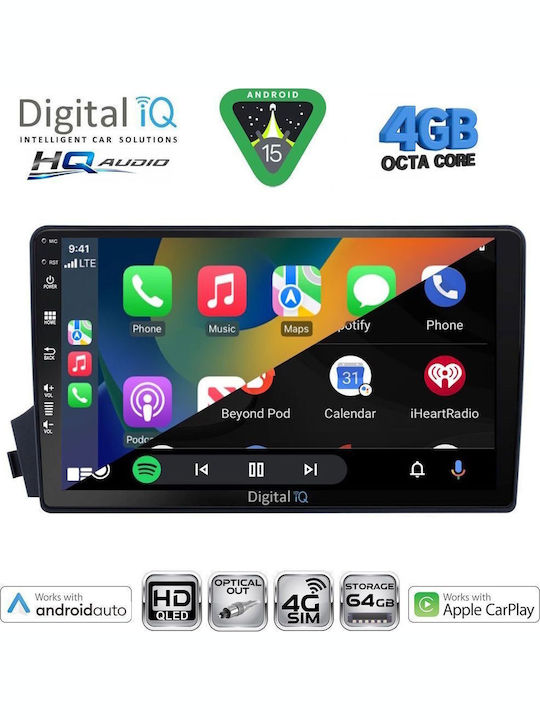 Digital IQ Car Audio System for Ssangyong Actyon / Kyron 2006-2015 (Bluetooth/USB/WiFi/GPS/Apple CarPlay/Android Auto) with 9" Touch Screen