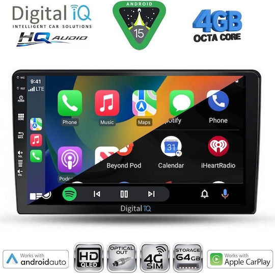 Digital IQ Car Audio System for Ssangyong Actyon / Kyron 2006-2015 (Bluetooth/USB/WiFi/GPS/Apple CarPlay/Android Auto) with 9" Touch Screen