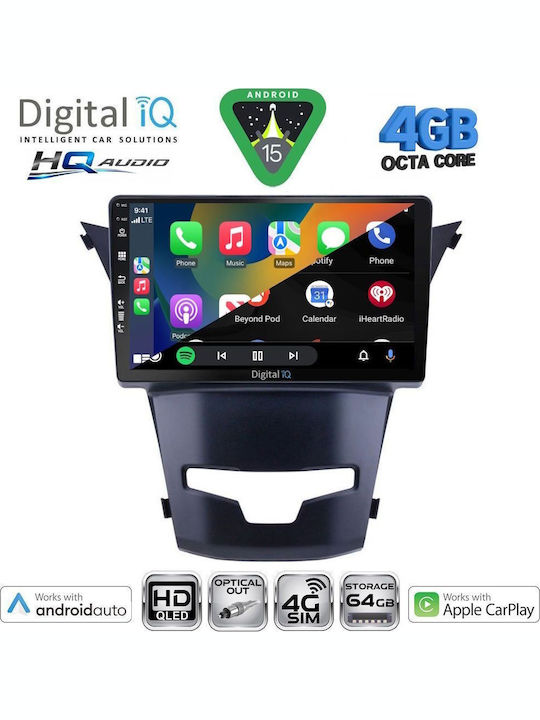 Digital IQ Car Audio System for Ssangyong Korando 2014-2019 (Bluetooth/USB/WiFi/GPS/Apple CarPlay/Android Auto) with 9" Touch Screen