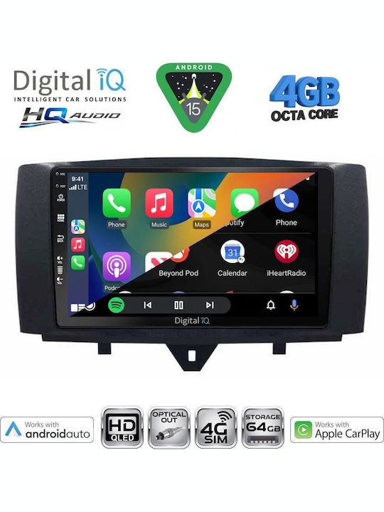 Digital IQ Auto-Audiosystem FürZwei Smart FürZwei 2010-2015 Bluetooth USB Eingebautes Wi-Fi GPS Apple CarPlay Android Auto Mit Touchscreen 9 Digital IQ BXK 19622 CPAA
